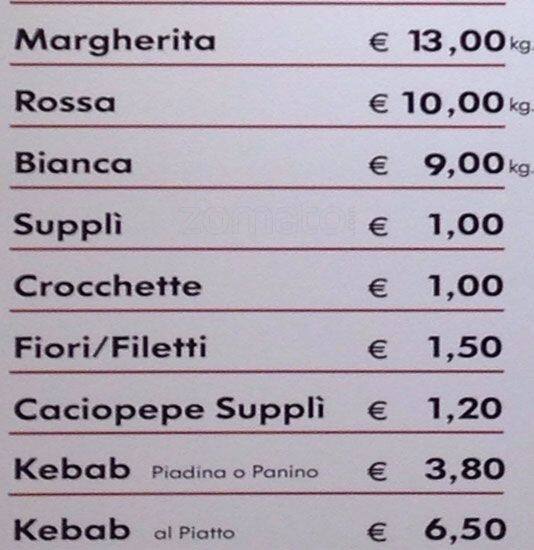 Menu di C'era una Volta il Caffè 