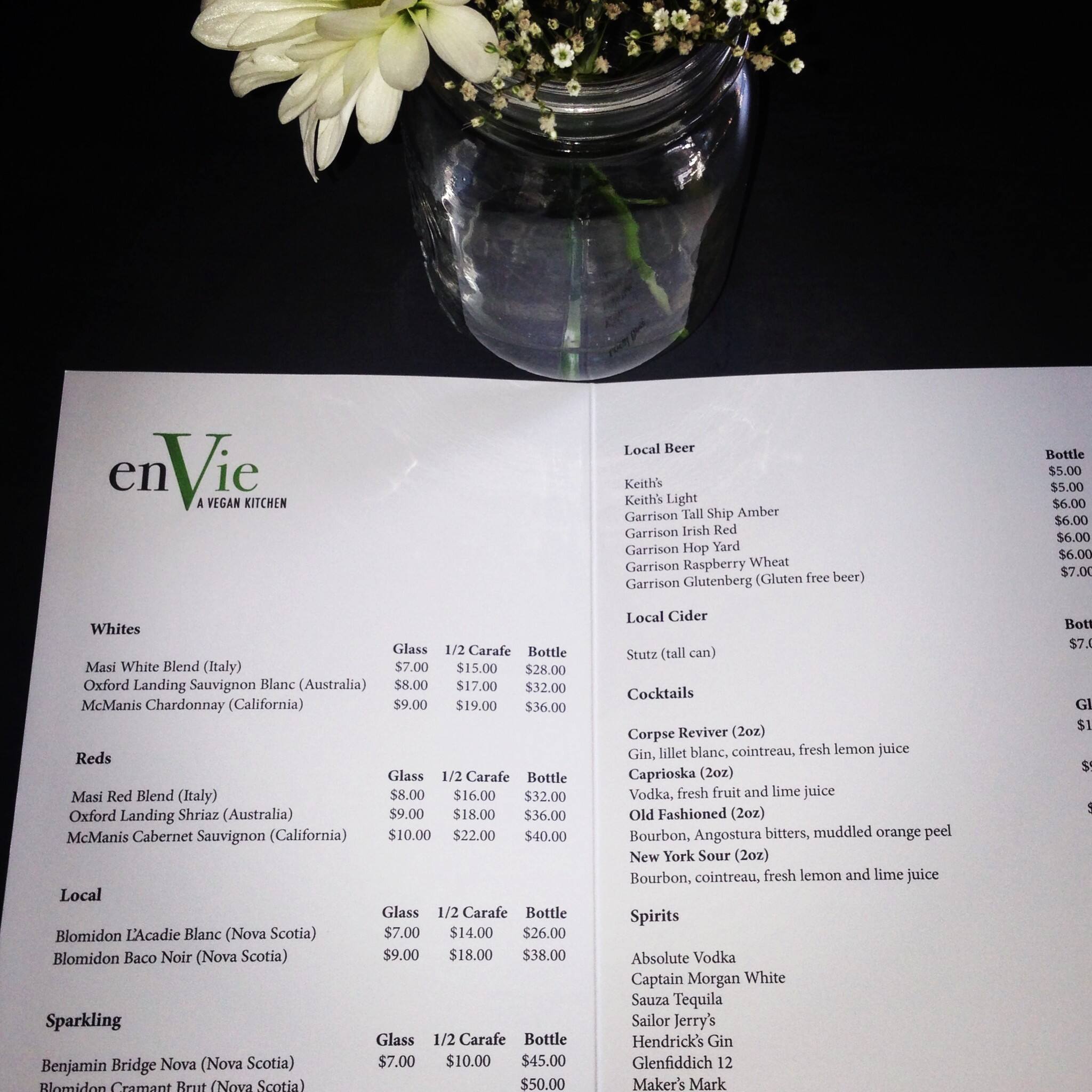 enVie A Vegan Kitchen Menu, Menu for enVie A Vegan Kitchen, Halifax