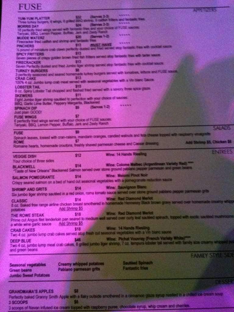 M Bar & Fuse Lounge Menu, Menu untuk M Bar & Fuse Lounge, Downtown