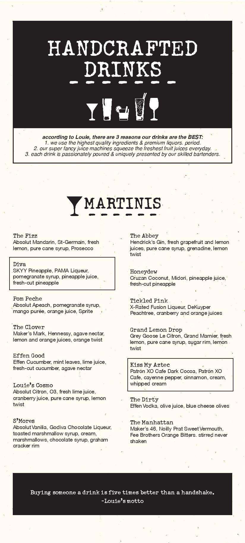 Menu at Bar Louie, Miami, N Miami Ave STE 210