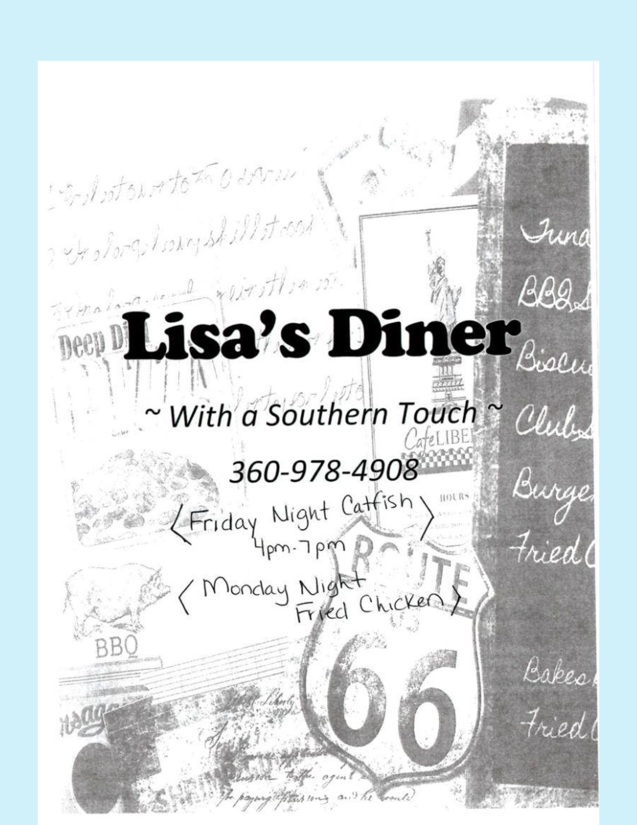 Lisa's Diner Menu, Menu for Lisa's Diner, Onalaska, Onalaska