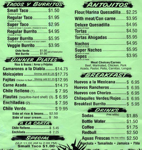 El Agave Mexican Grill Menu, Menu for El Agave Mexican Grill, Downtown