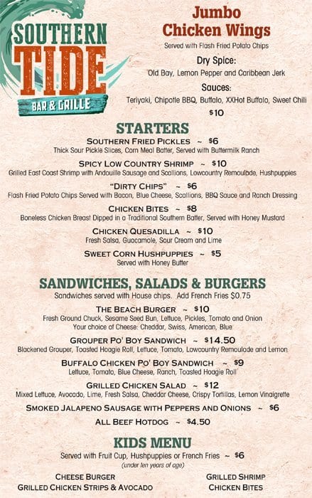 scuttlebutt seafood bar grill menu