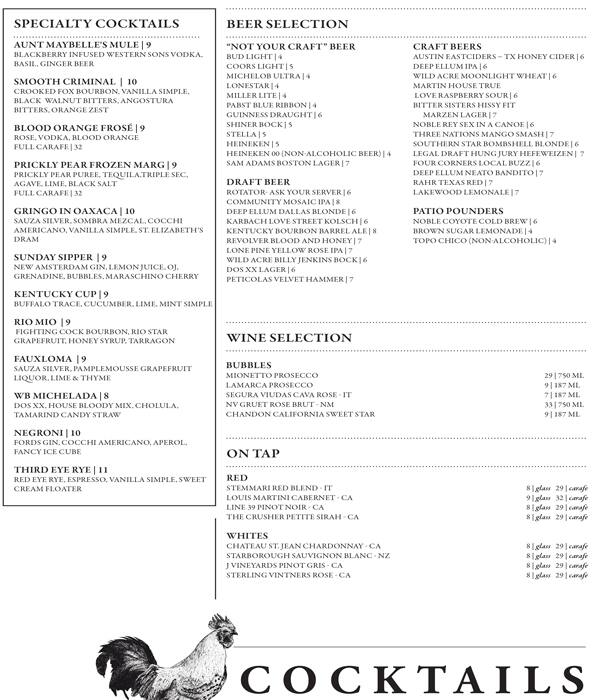 Menu at Whistle Britches pub & bar, Dallas