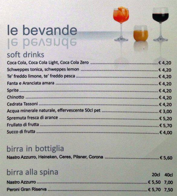Menu di Espressamente Illy 