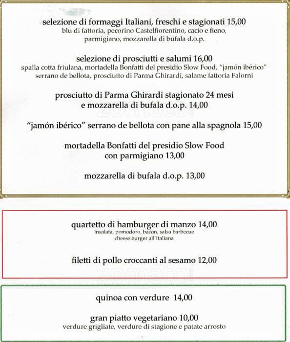 Menu di Espressamente Illy 