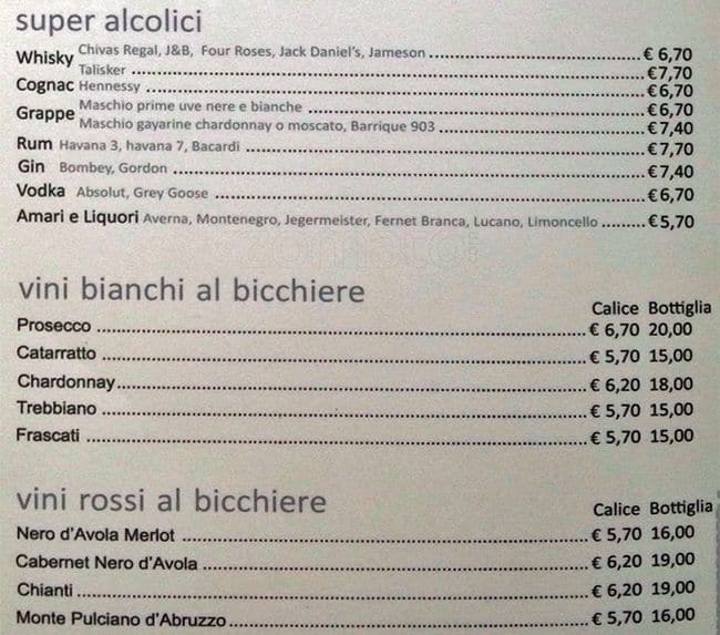 Menu di Espressamente Illy 