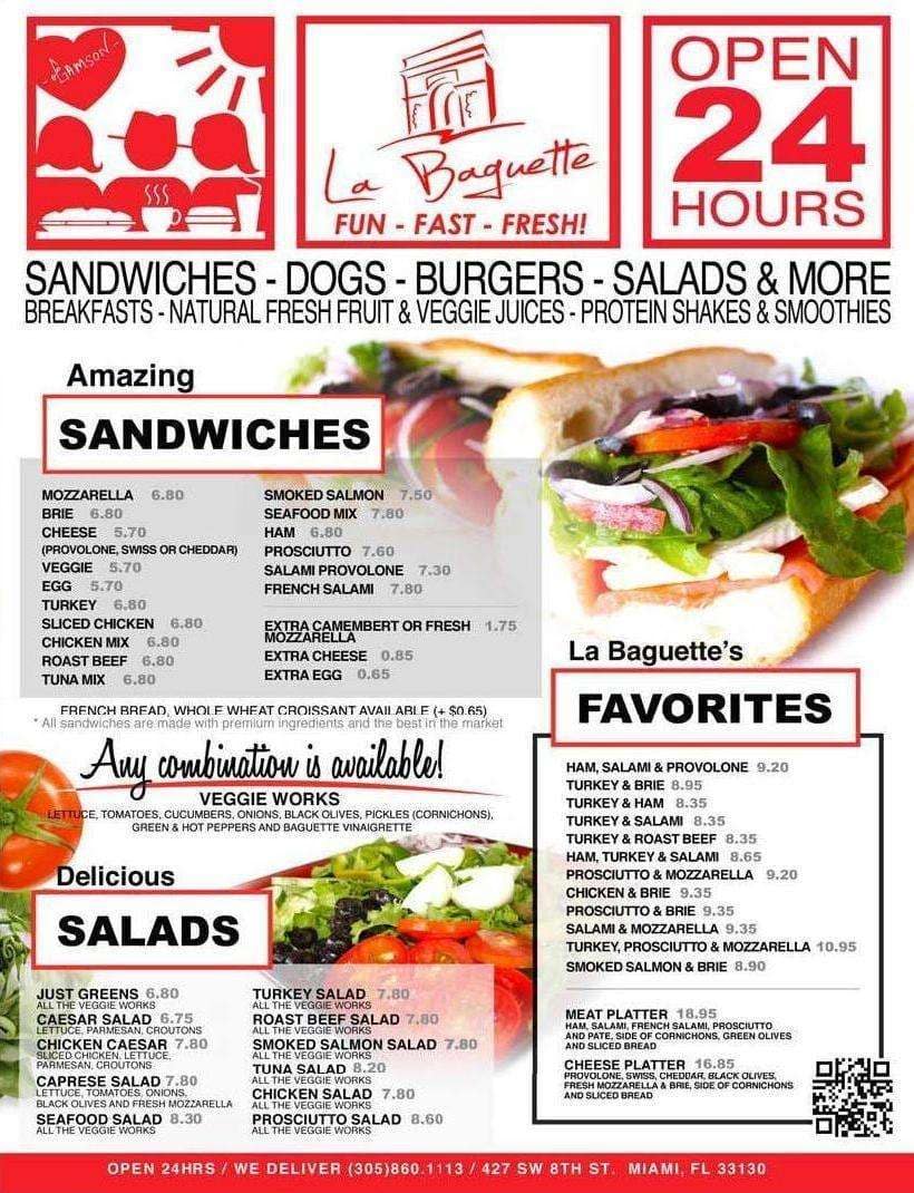La Baguette Sandwicherie Menu, Menu for La Baguette Sandwicherie
