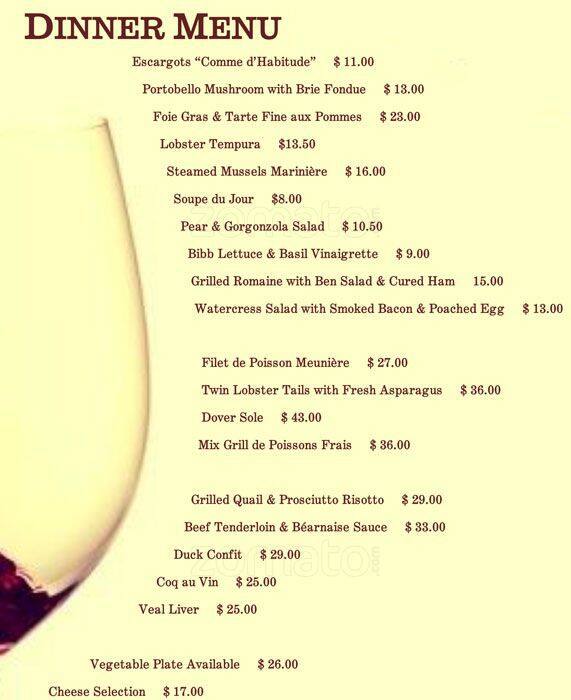 Chez Vatel & Bistro Menu, Menu for Chez Vatel & Bistro, Olmos Park, San