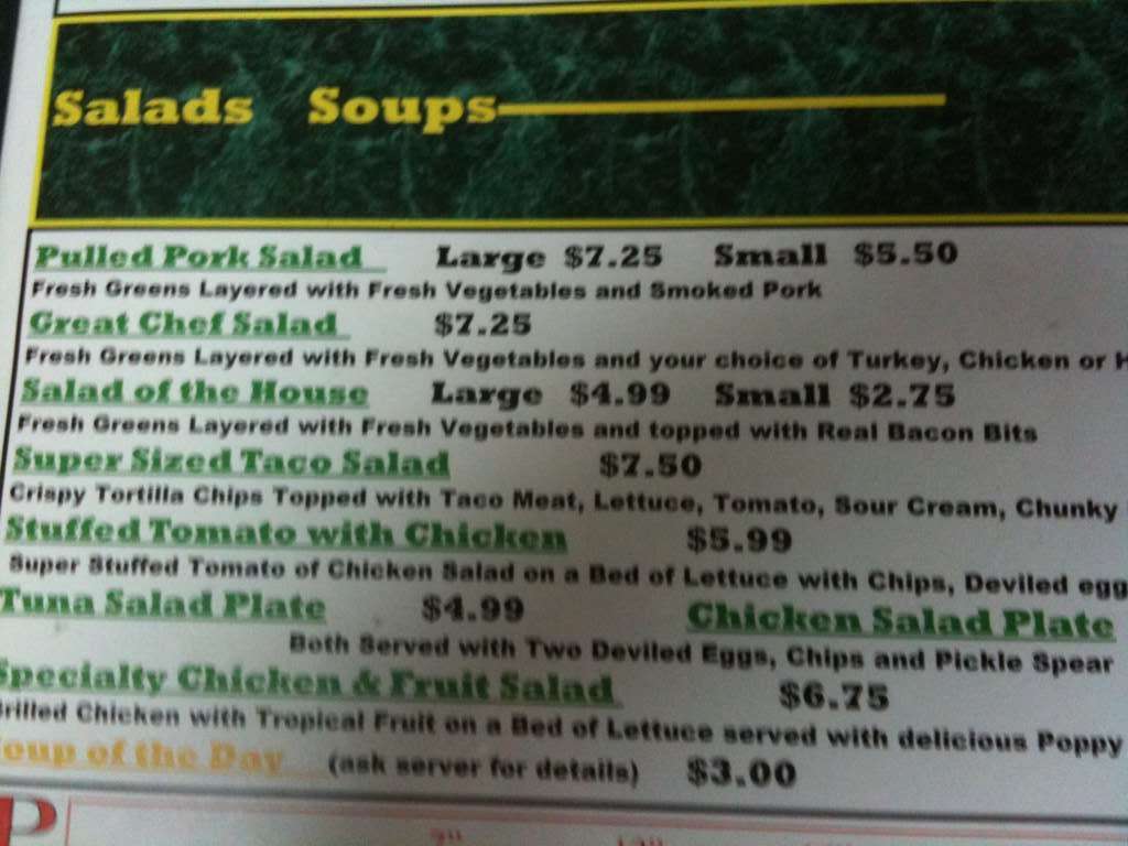 Menu at Wolf River Cafe, Rossville, 460 Church St