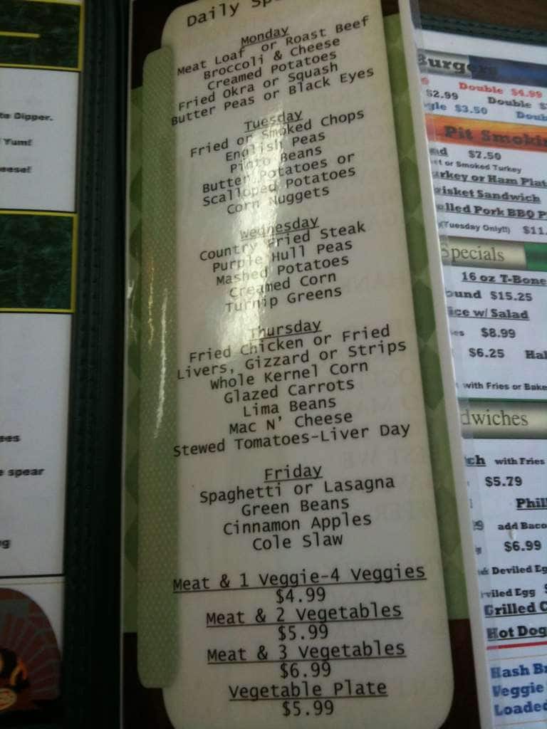Menu at Wolf River Cafe, Rossville, 460 Church St