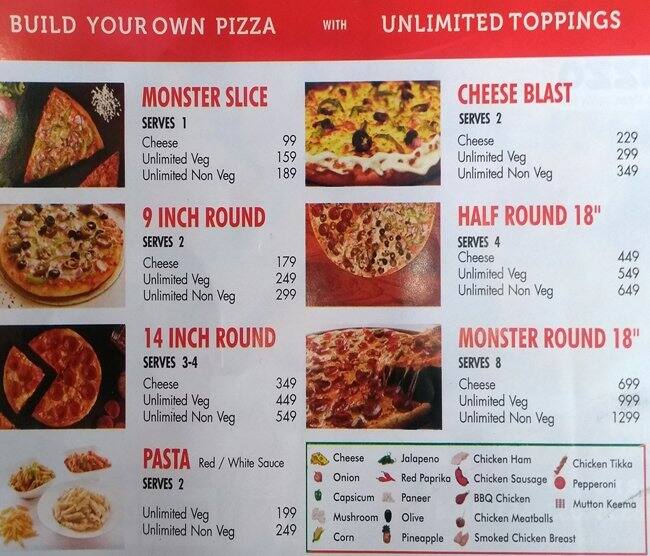 Chicago Pizza Menu, Menu for Chicago Pizza, Connaught Place, New Delhi