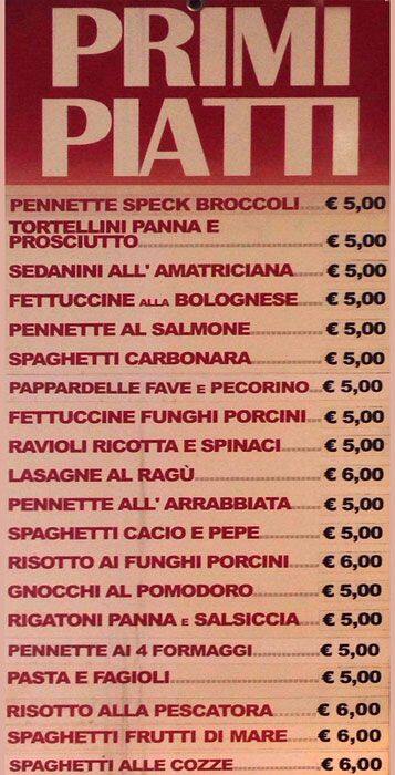 Menu di Perlini 