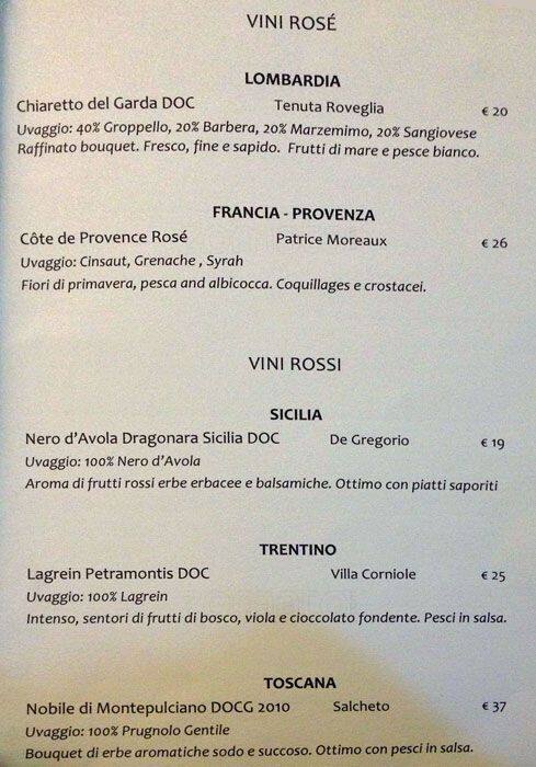 Menu di Ristorante - Mercato del Pesce Milano 