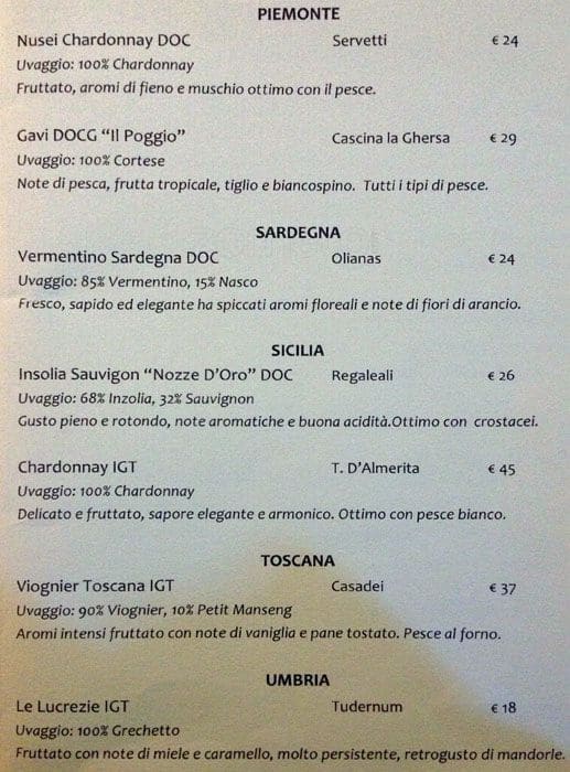 Menu di Ristorante - Mercato del Pesce Milano 
