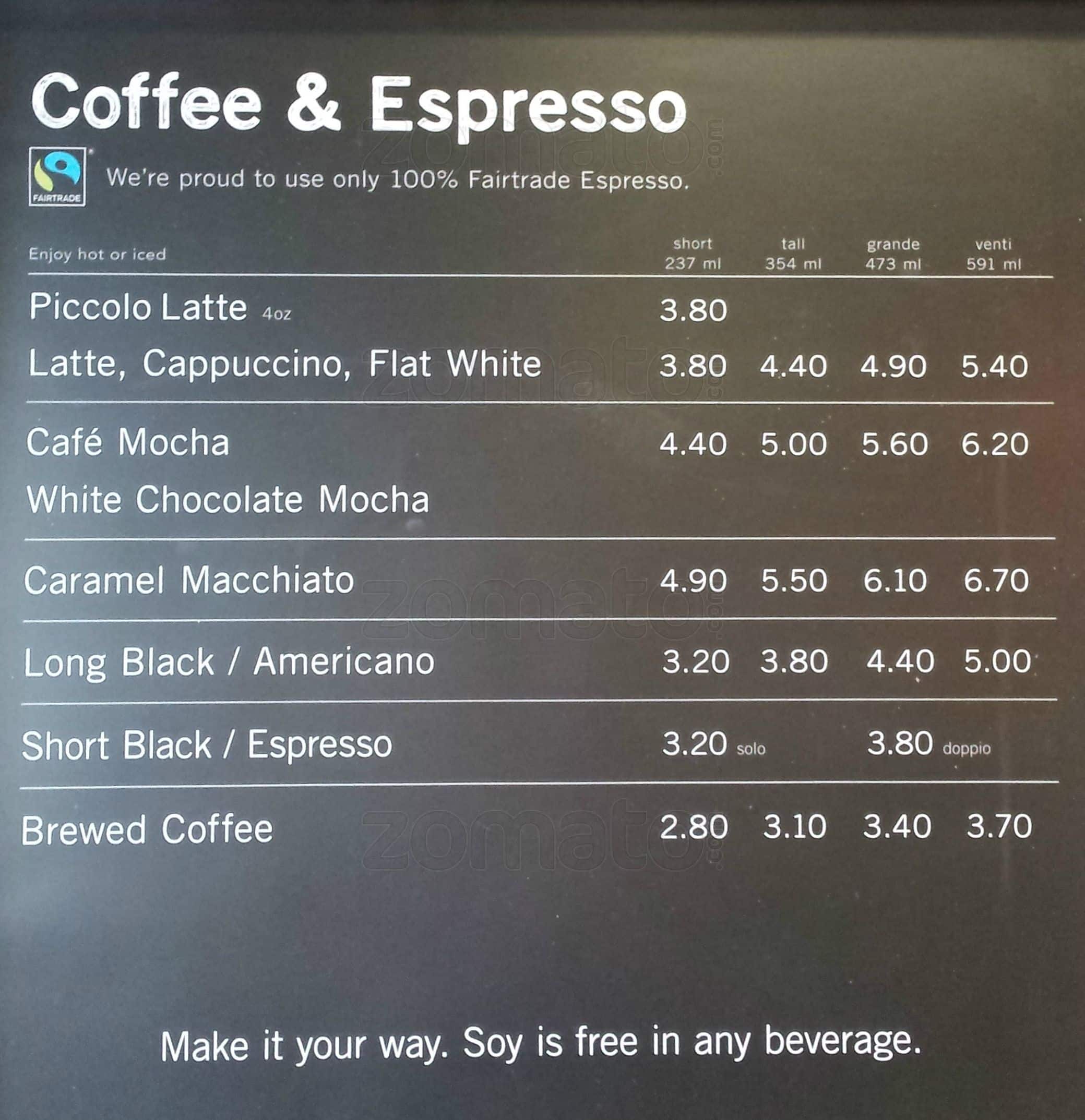 starbucks coffee price list - coffee drinker