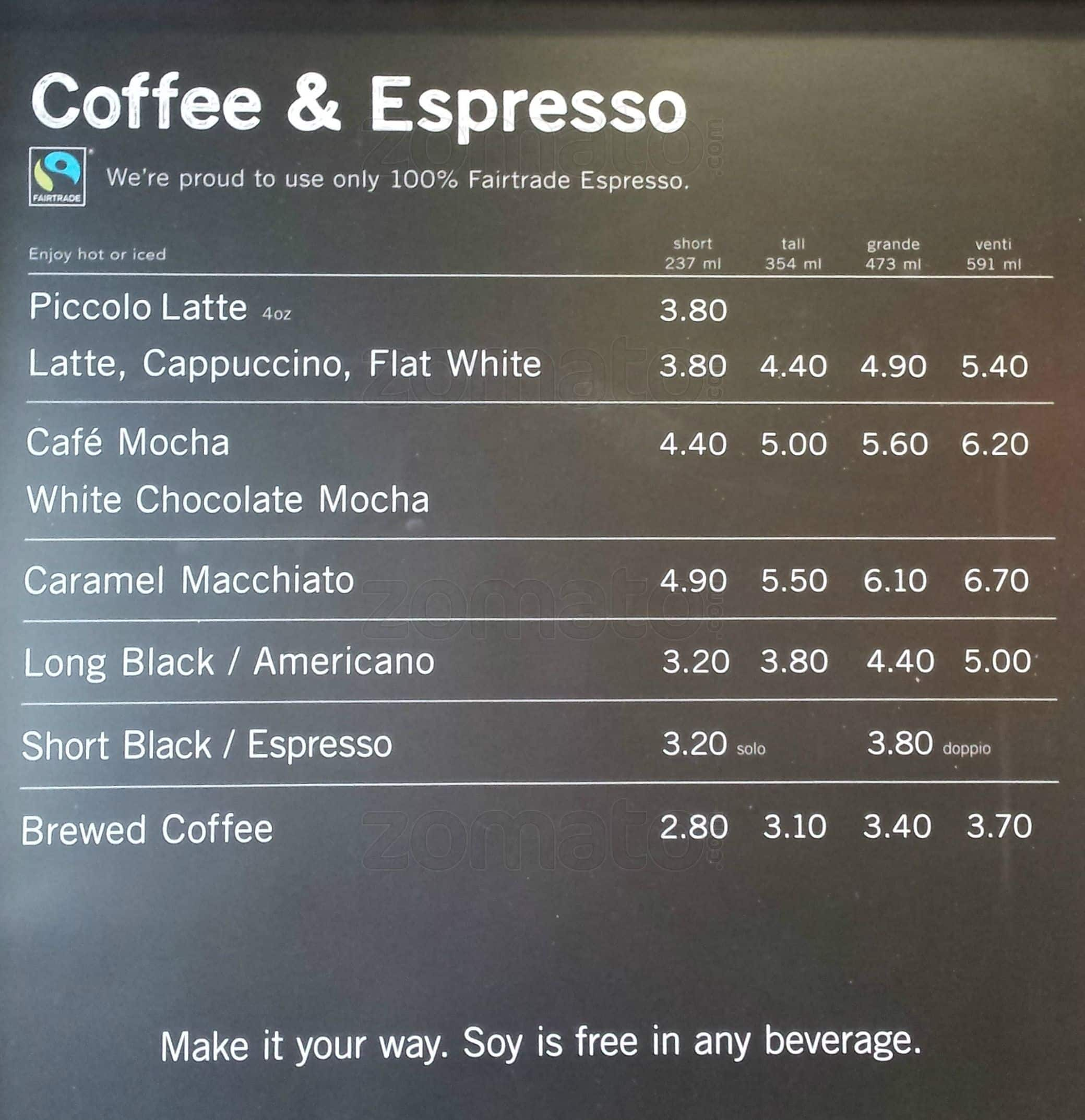 starbucks coffee prices