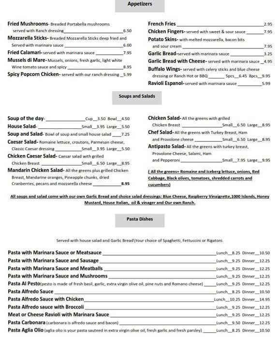 Menu at Luigi's Pizza & Pasta pizzeria, Bryant