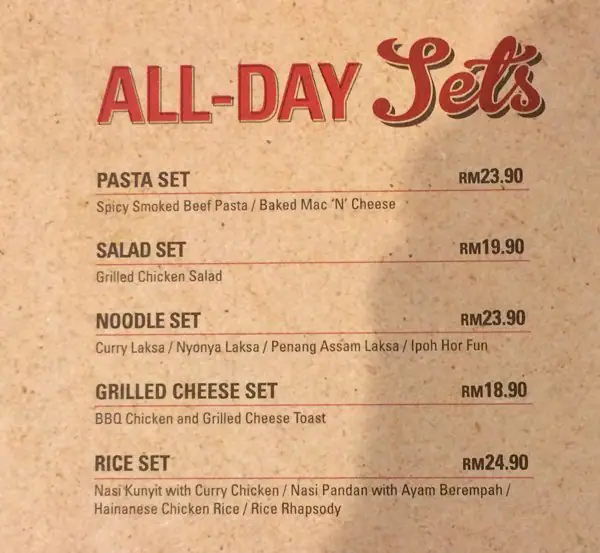 Sepiring Uniquely Malaysian, Mid Valley City Menu