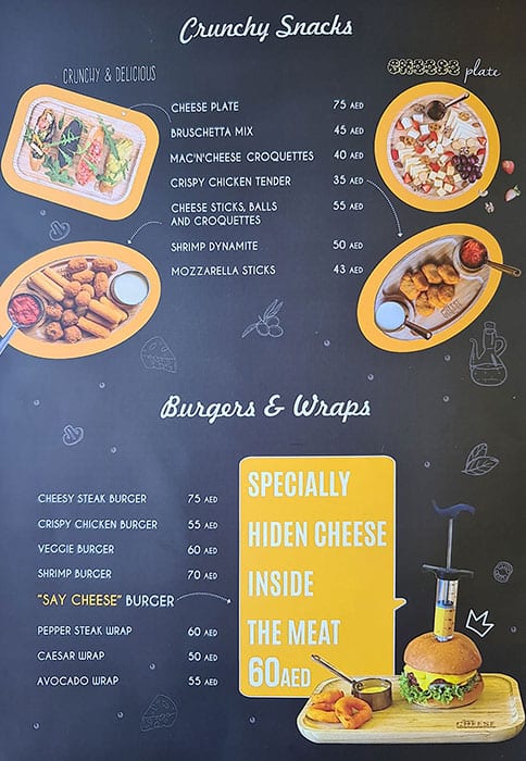 Say Cheese Menu Menu For Say Cheese Palm Jumeirah Dubai