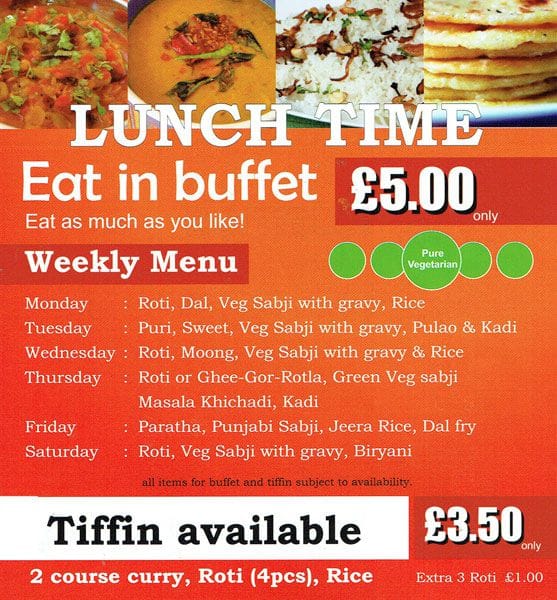 Menu at Bombay Spice restaurant, London, 560 Kingsbury Rd