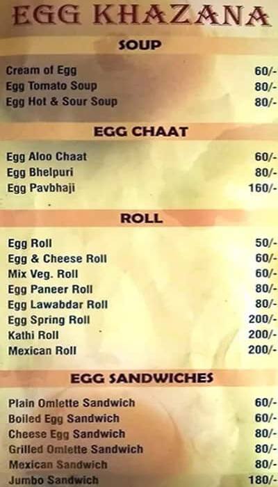 Sanjay Restaurant - Egg Dee menu