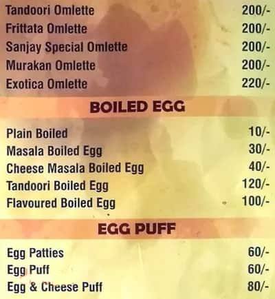 Sanjay Restaurant - Egg Dee menu