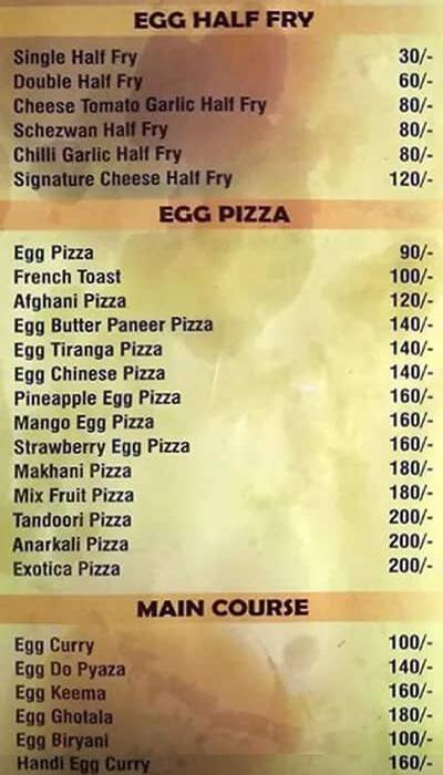 Sanjay Restaurant - Egg Dee menu