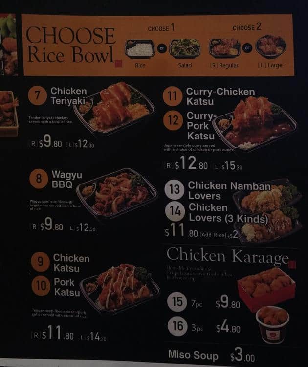 Menu at Hotto Motto restaurant, Sydney