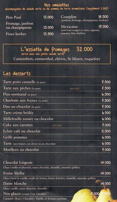 Paul menu
