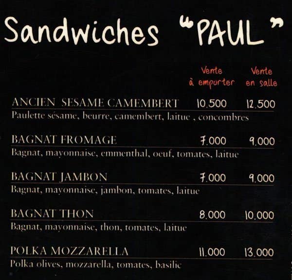 menu petit déjeuner paul maroc