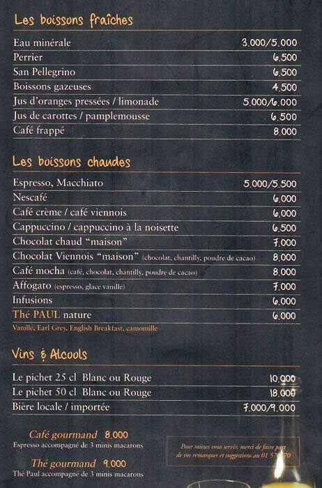 Paul menu