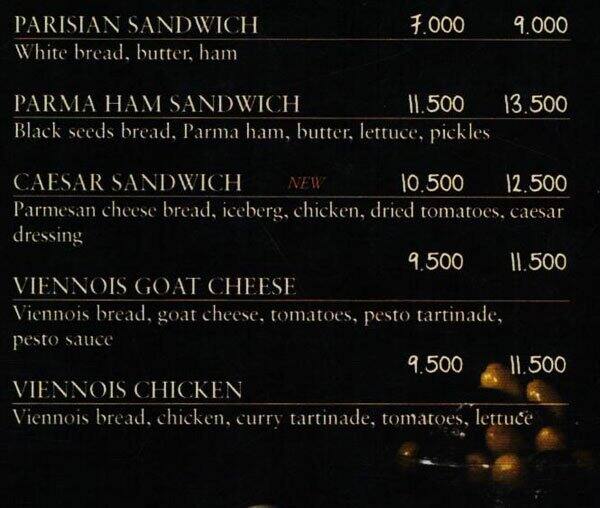 Paul menu