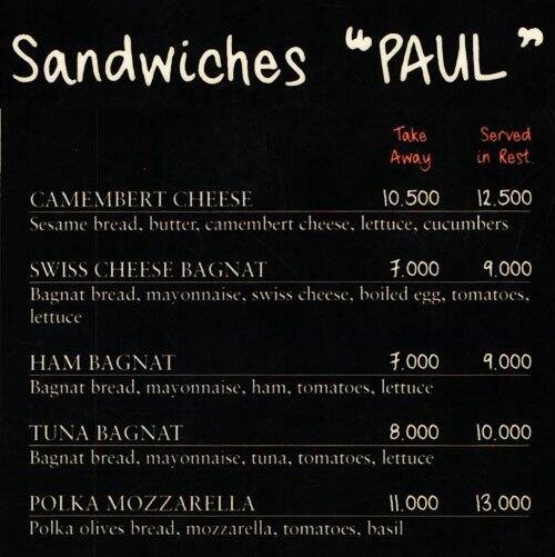 Paul menu