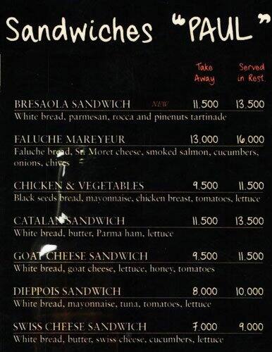 Paul menu