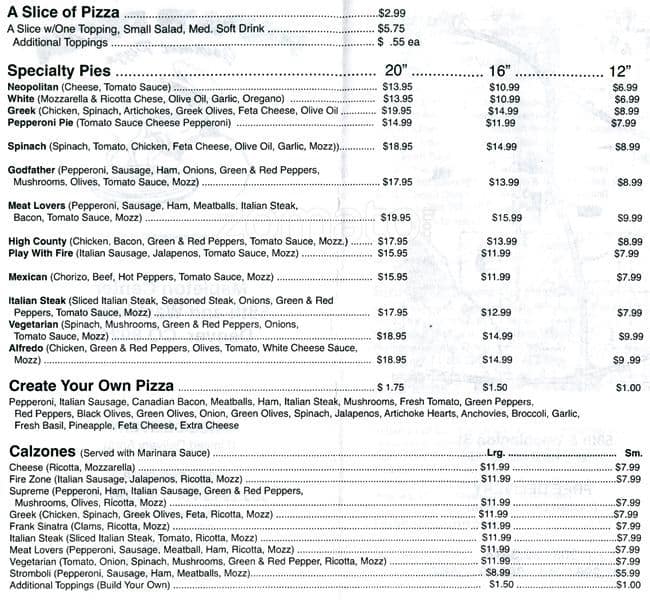 Papa's Pizza Menu, Menu for Papa's Pizza, Globeville, Denver ...