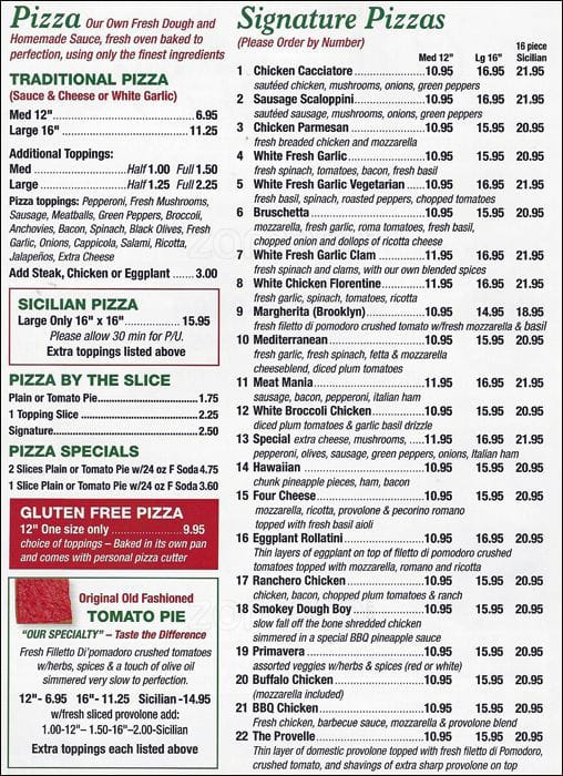 Johnny G's Famous Pizza Menu - Urbanspoon/Zomato