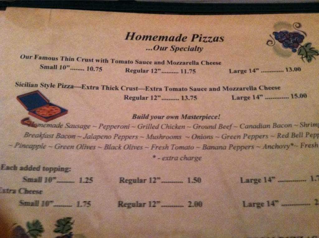 Drag's Restaurant & Roman Lounge menu