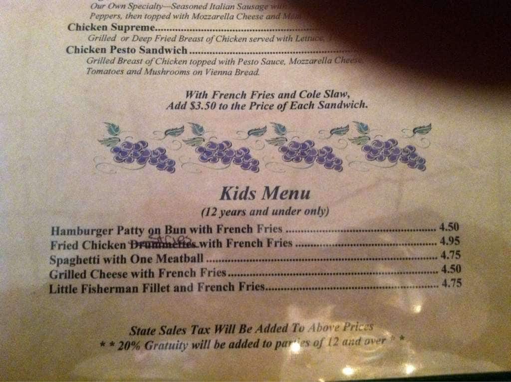 Drag's Restaurant & Roman Lounge menu