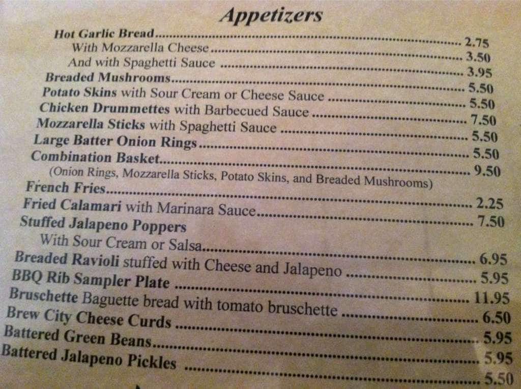 Drag's Restaurant & Roman Lounge menu