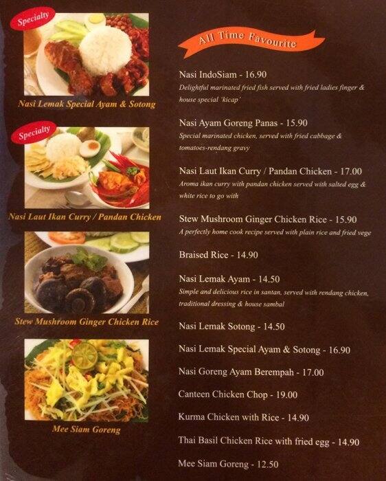 The Canteen Room Menu, Menu for The Canteen Room, Kuala Lumpur City