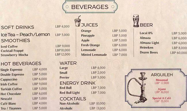 Kafei menu