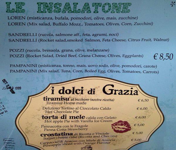 Menu di Grazia & Graziella 