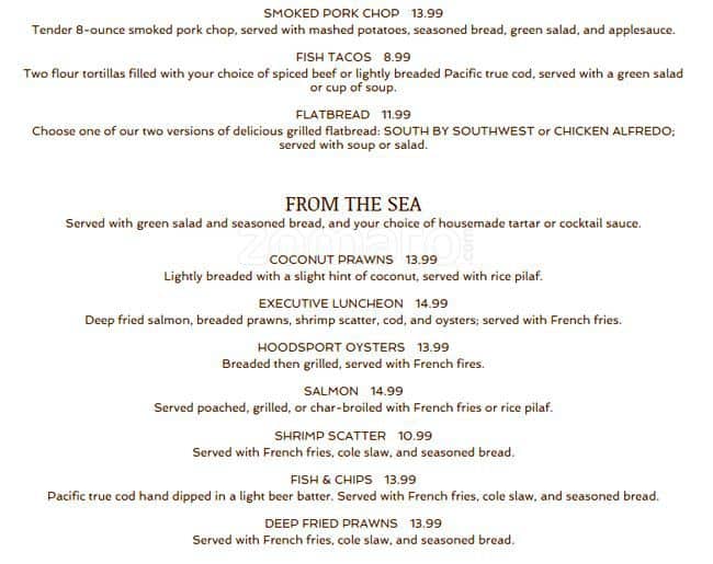 Menu at Johnnys At Fife Restaurant, Fife