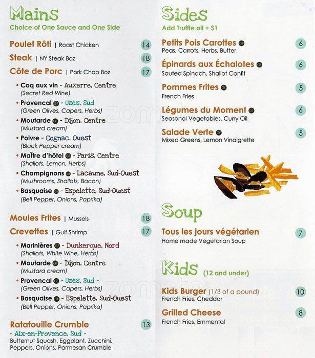 Menu at Bistro and Market restaurant, San Carlos