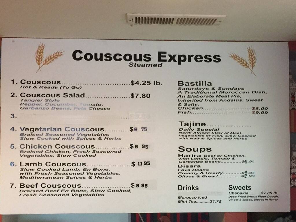 Couscous Express Menu, Menu for Couscous Express, Midtown, Phoenix Urbanspoon/Zomato