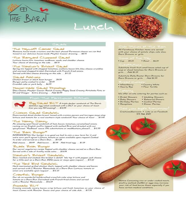 The Barn Menu Menu For The Barn Crestwood Sunset Hills St Louis