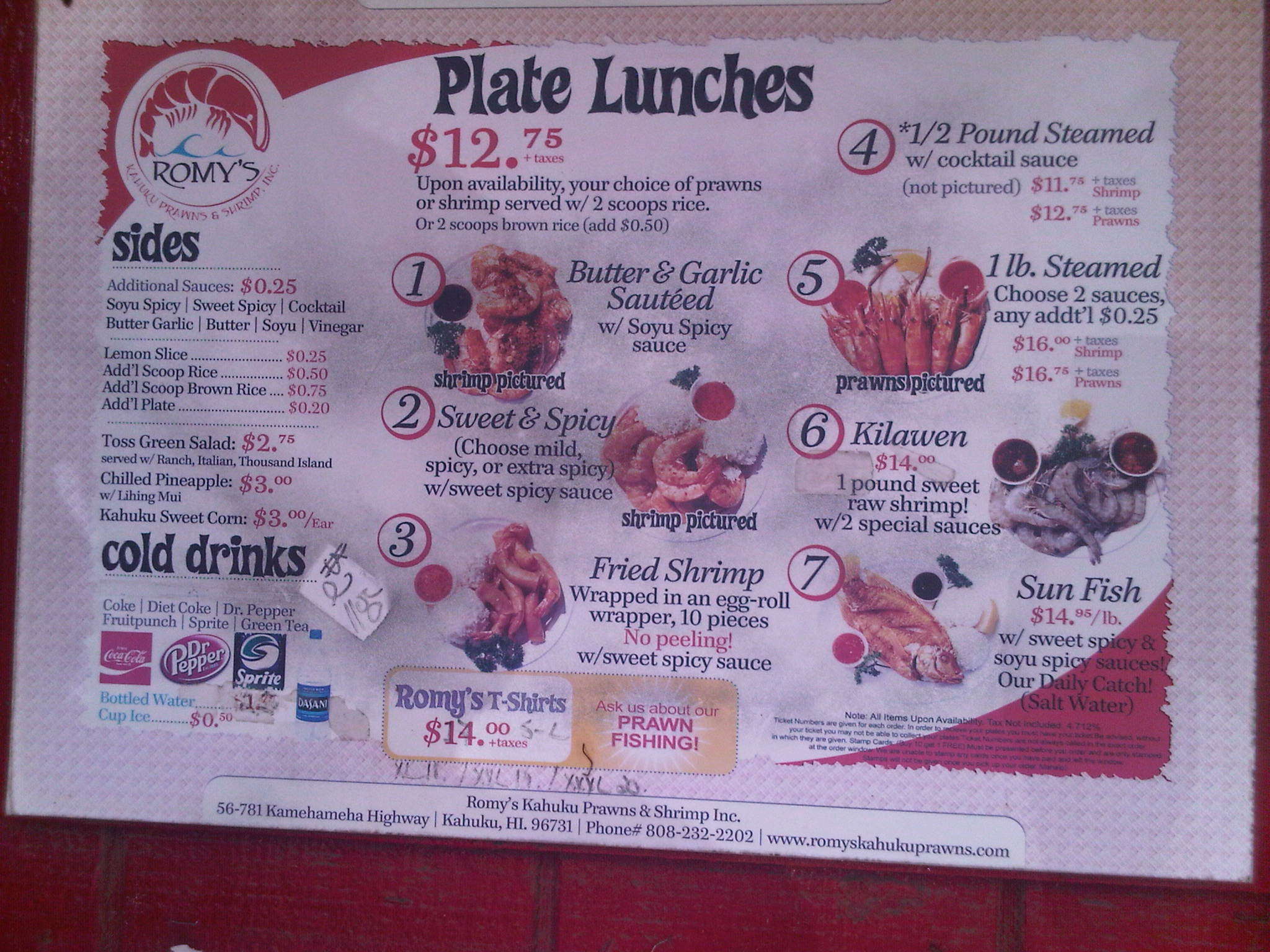 Romy's Kahuku Prawns & Shrimp Menu Urbanspoon/Zomato