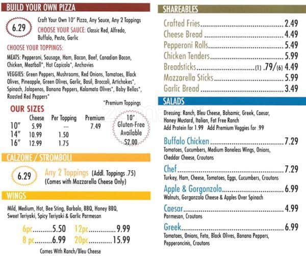 Farleys Pizzeria Menu Farleys Pizzeria Menu