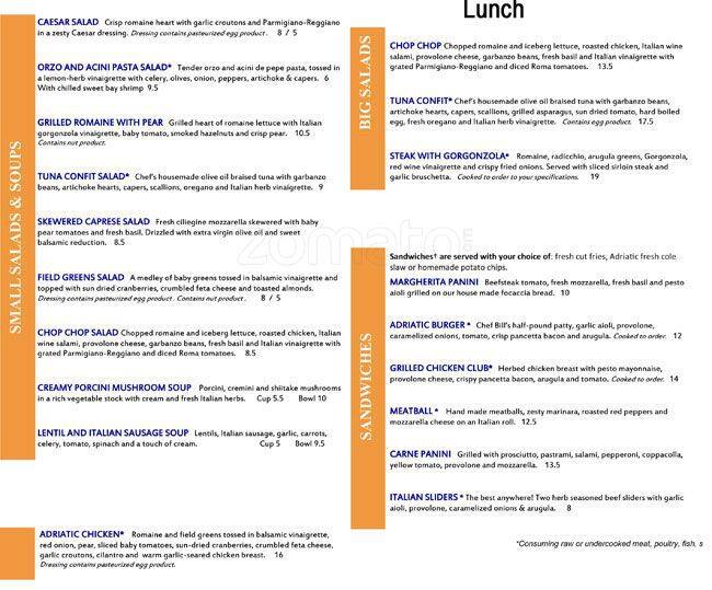 Adriatic Grill Menu, Menu for Adriatic Grill, Temple University